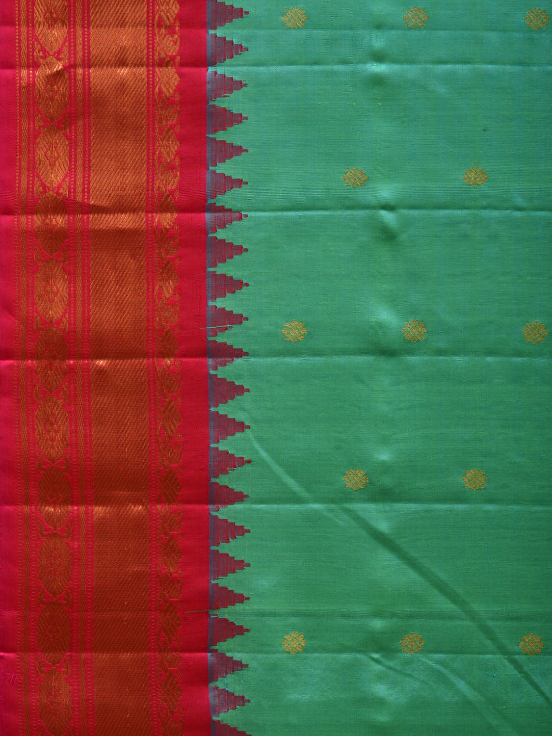 Turquoise and Pink Gadwal Silk Handloom Saree with Border and Pallu Design g0290