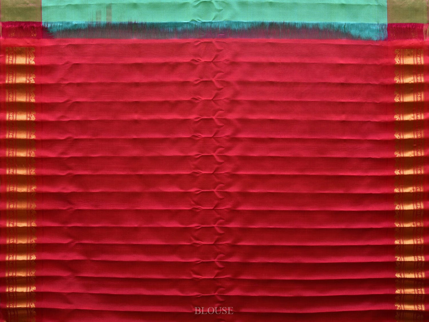 Turquoise and Pink Gadwal Silk Handloom Saree with Mango Pallu Design g0295