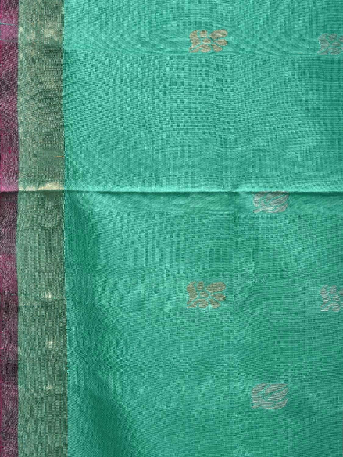 Turquoise and Pink Uppada Silk Handloom Saree with Buta and Pallu Design u1875