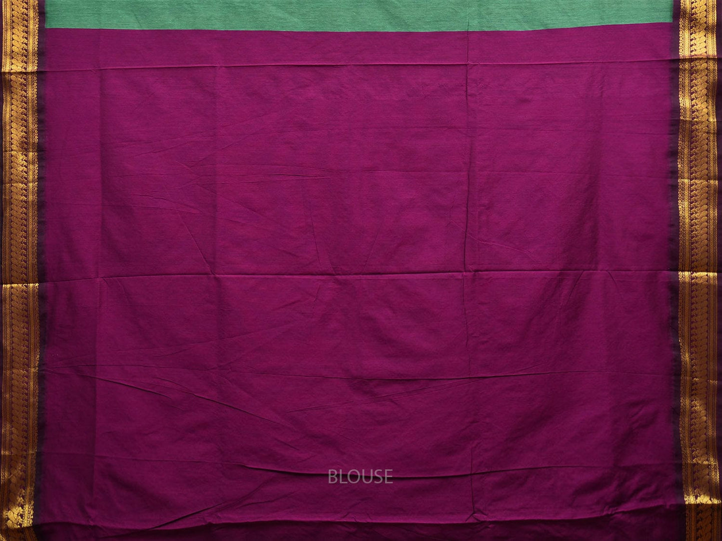 Turquoise and Purple Gadwal Cotton Saree with Pallu and Border Design g0428