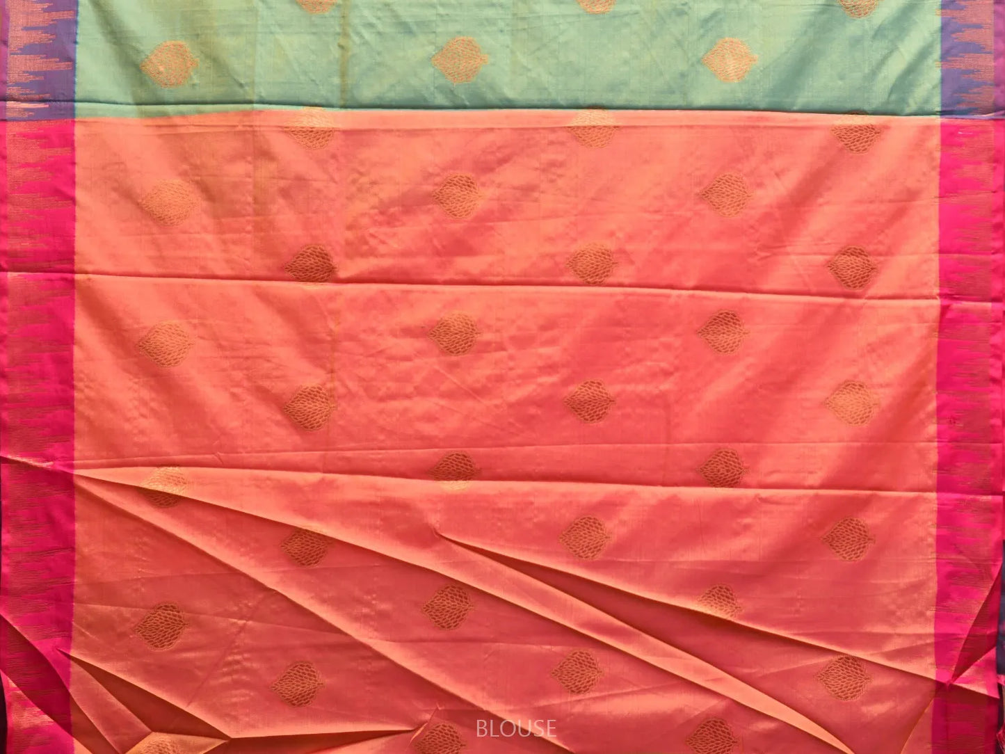 Turquoise and Violet Katan Silk Saree with Border and Body Butta Design b0156ds