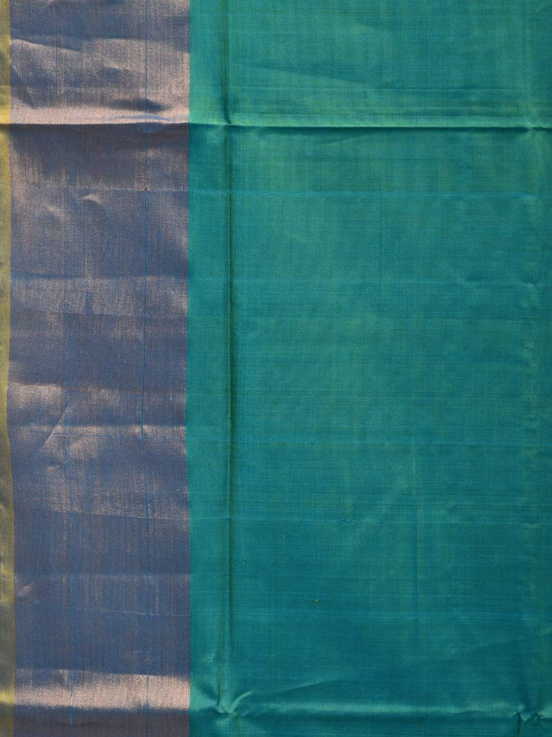 Turquoise and Yellow Uppada Silk Handloom Plain Saree with Contrast Pallu Design u1799