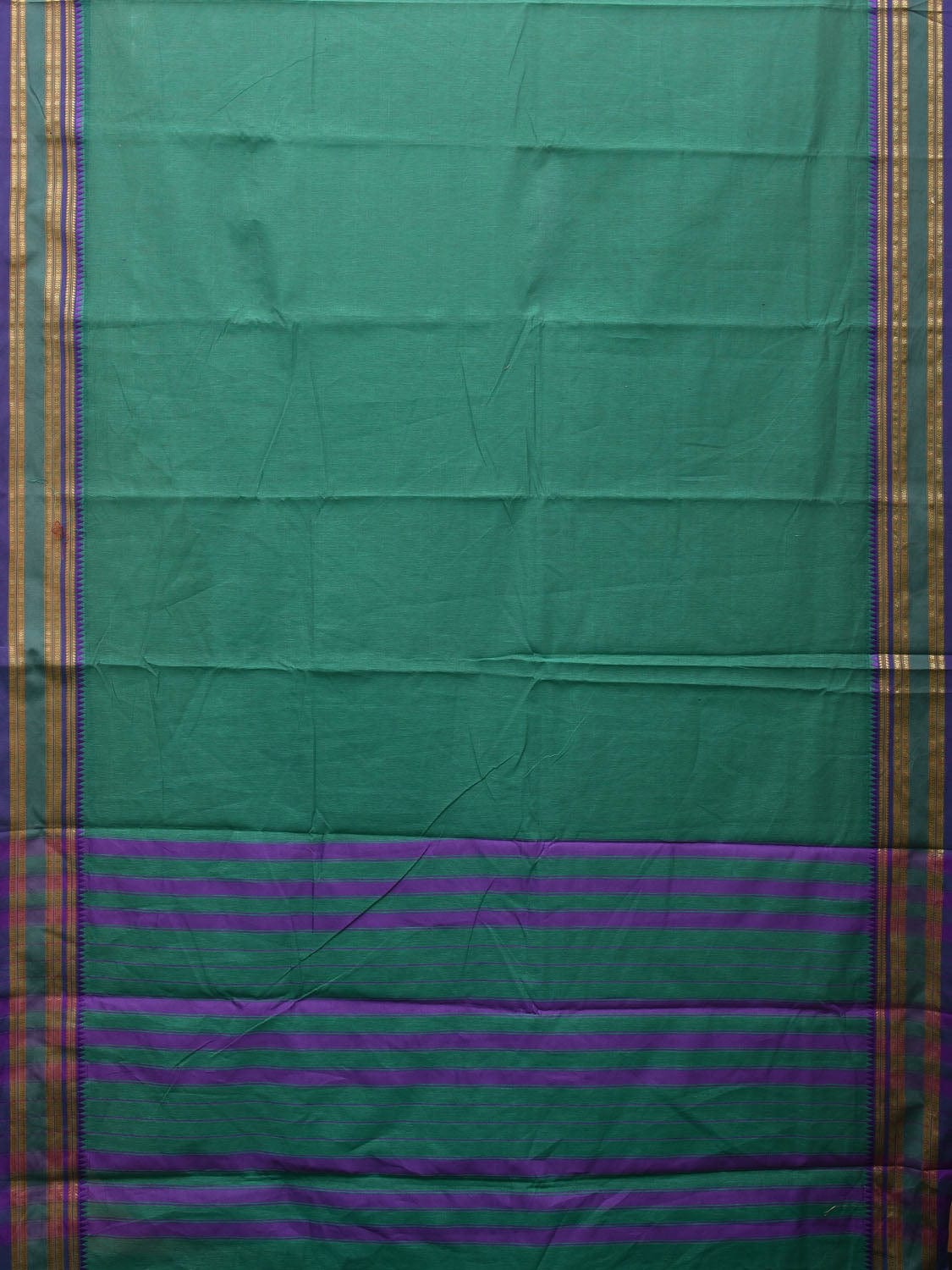 Turquoise Bamboo Cotton Plain Saree with Border Design bc0078
