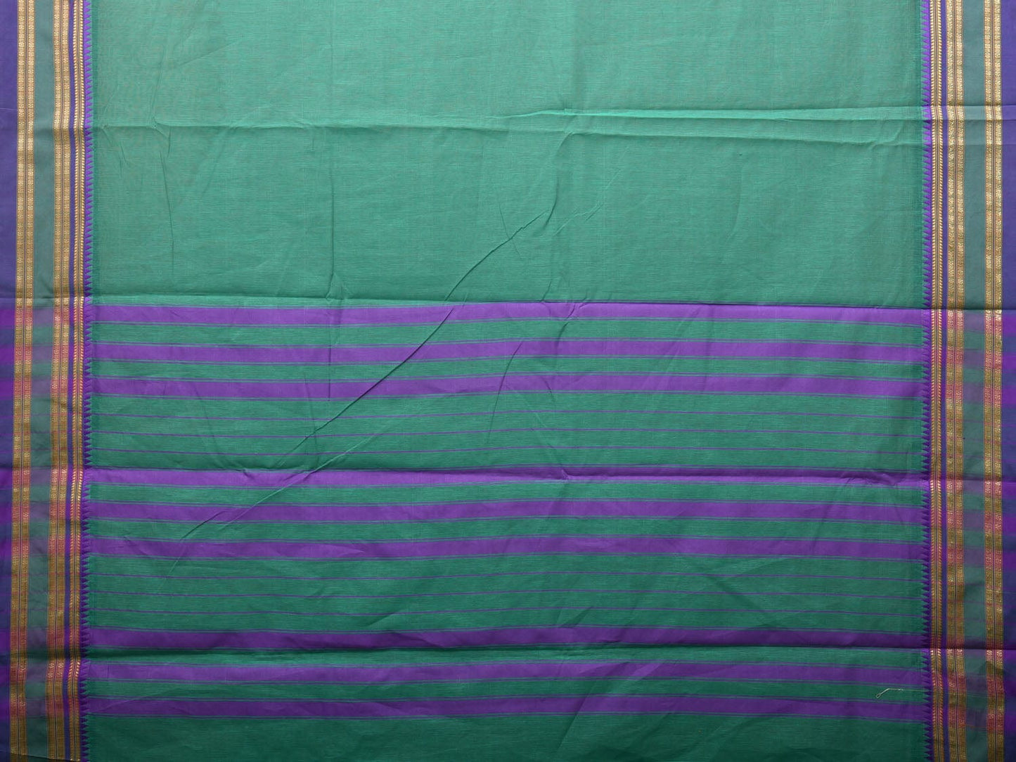 Turquoise Bamboo Cotton Plain Saree with Border Design bc0078