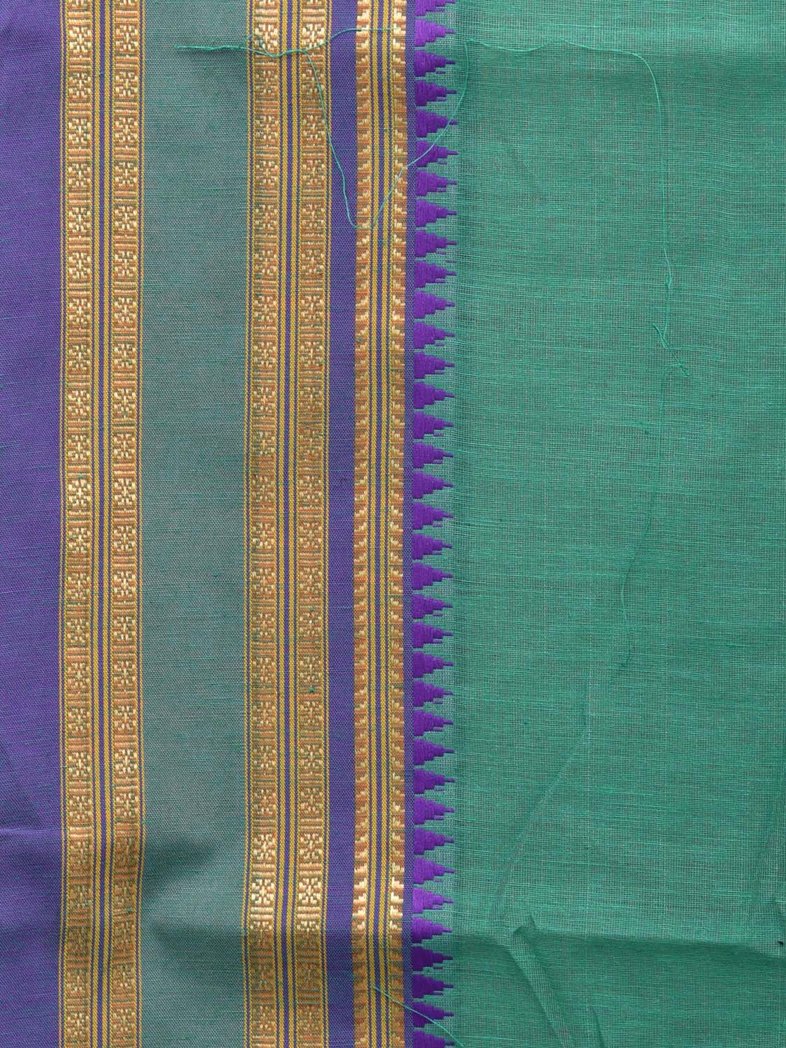 Turquoise Bamboo Cotton Plain Saree with Border Design bc0078