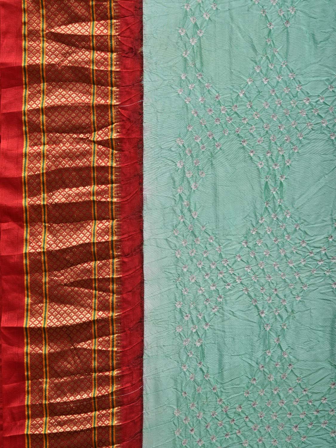 Turquoise Bandhani Paithani Silk Handloom Saree with Pallu Design bn0356