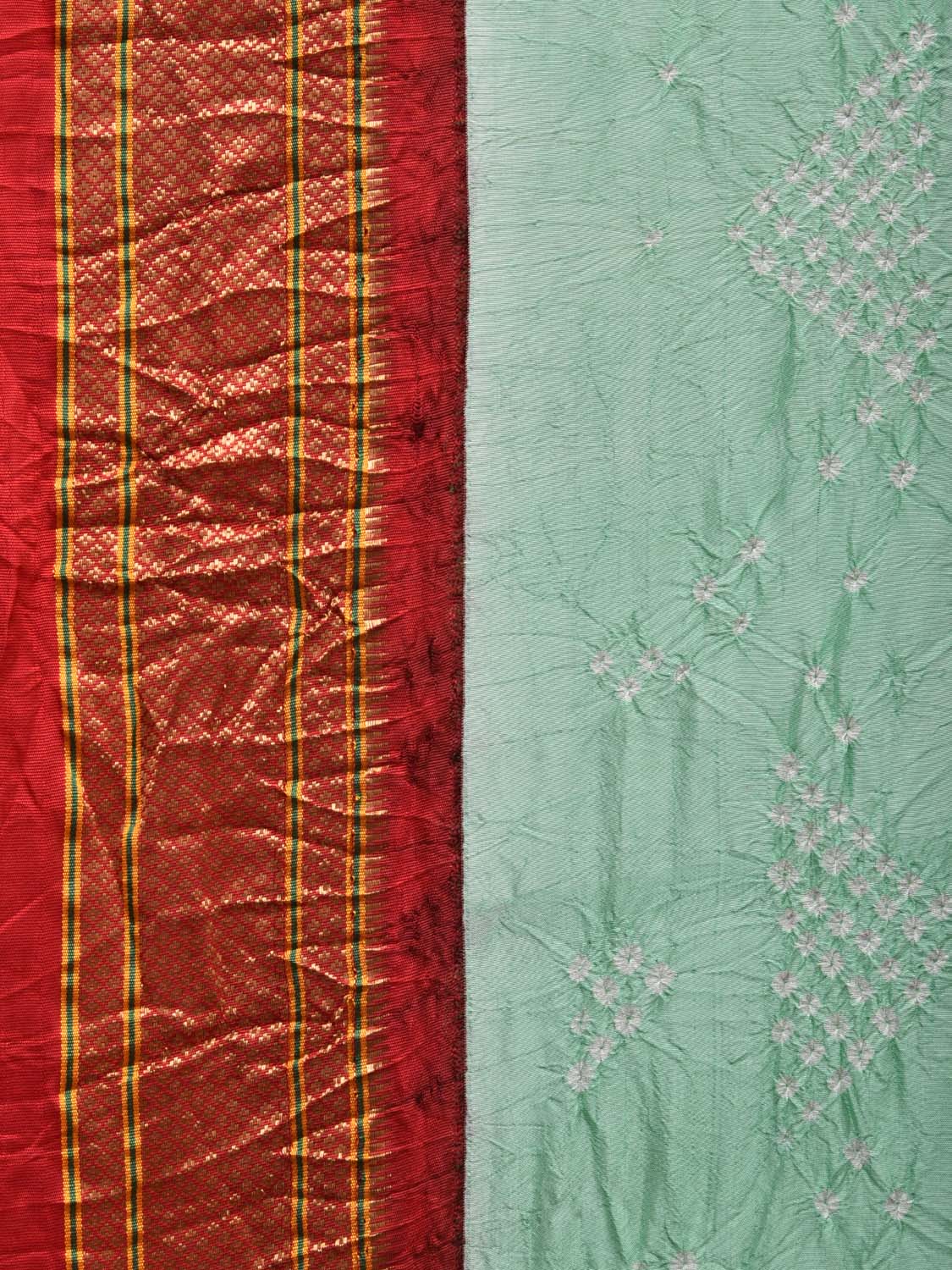 Turquoise Bandhani Paithani Silk Handloom Saree with Pallu Design bn0369
