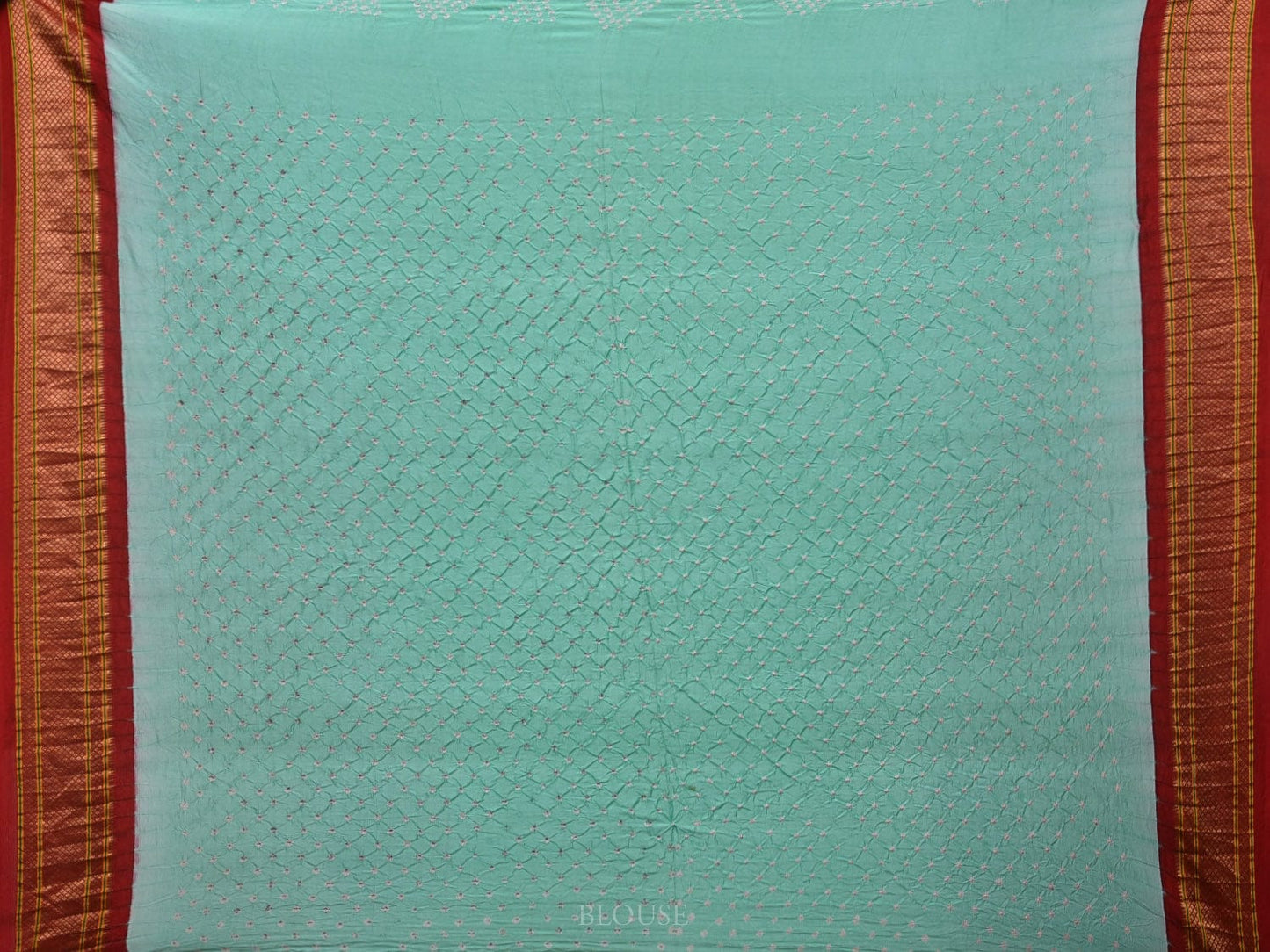 Turquoise Bandhani Paithani Silk Handloom Saree with Pallu Design bn0418