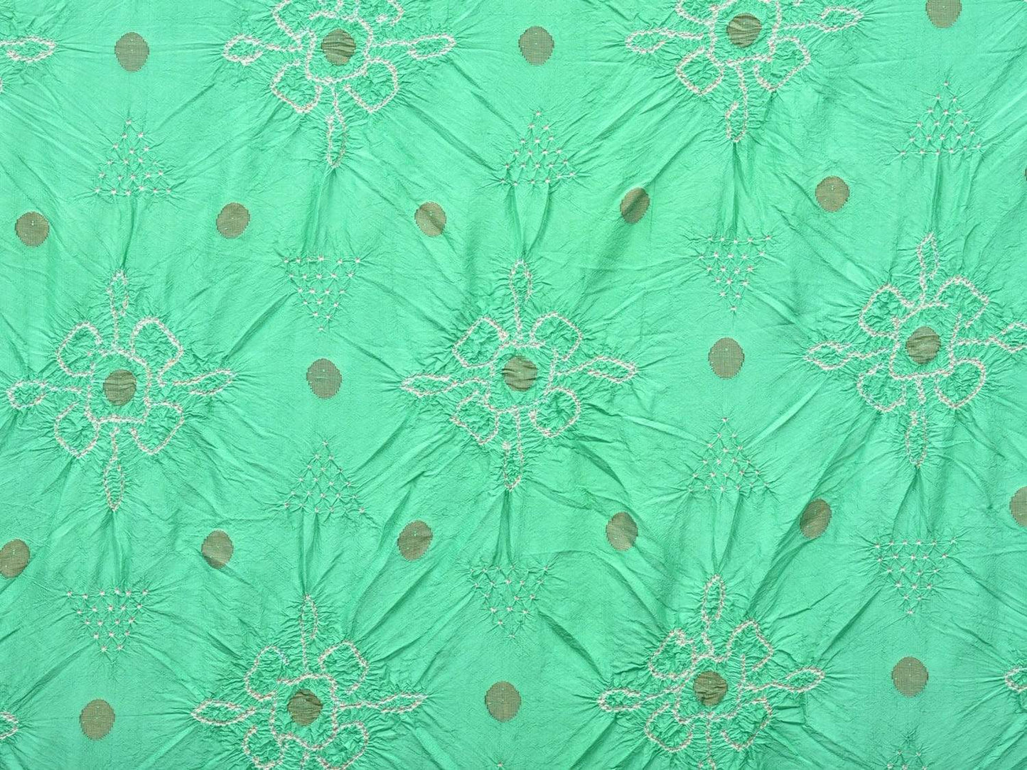 Turquoise Bandhani Paithani Silk Handloom Saree with Triple Muniya Border Design bn0223