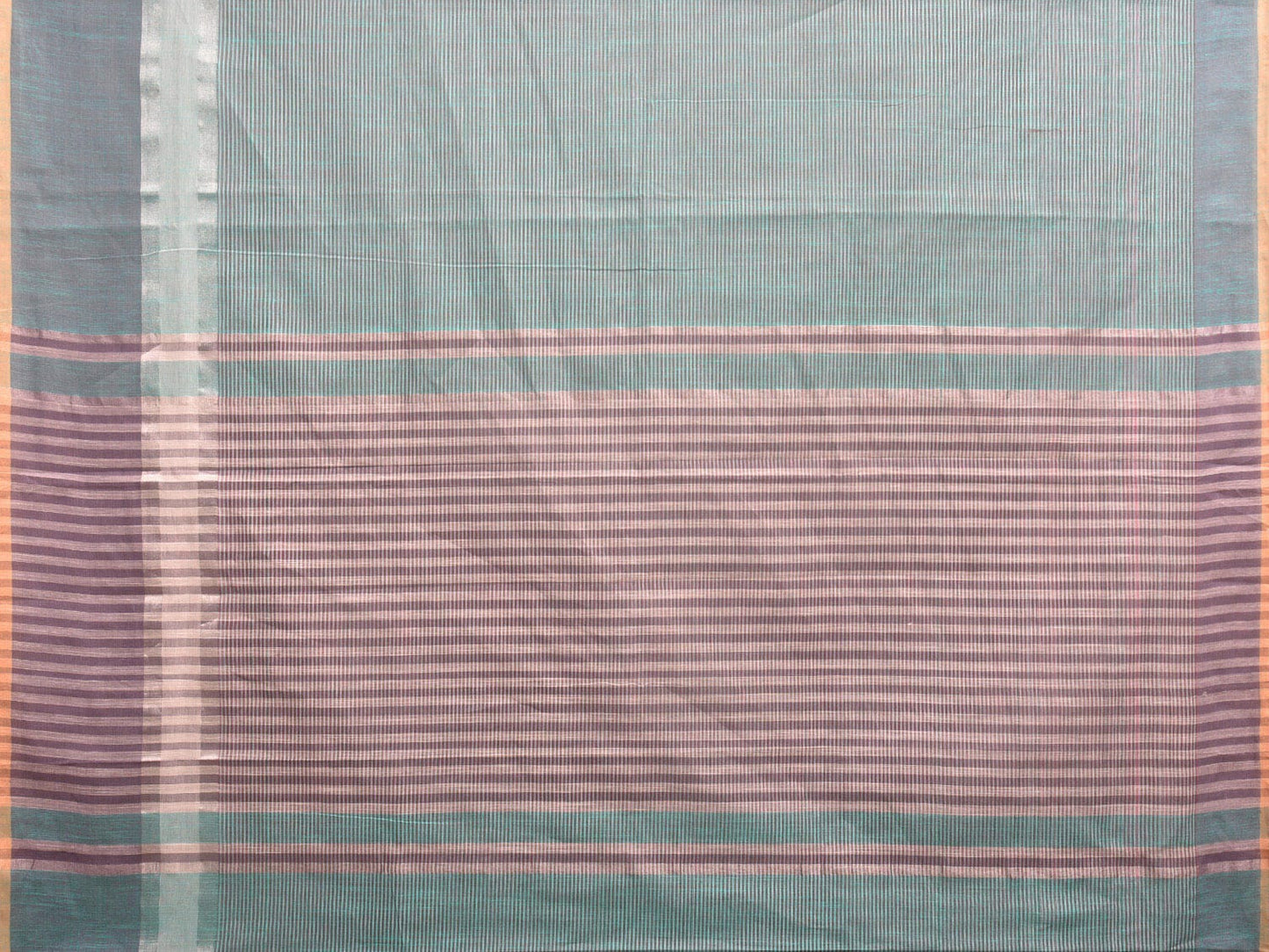 Turquoise Kanchipuram Cotton Saree with Strips Design k0597