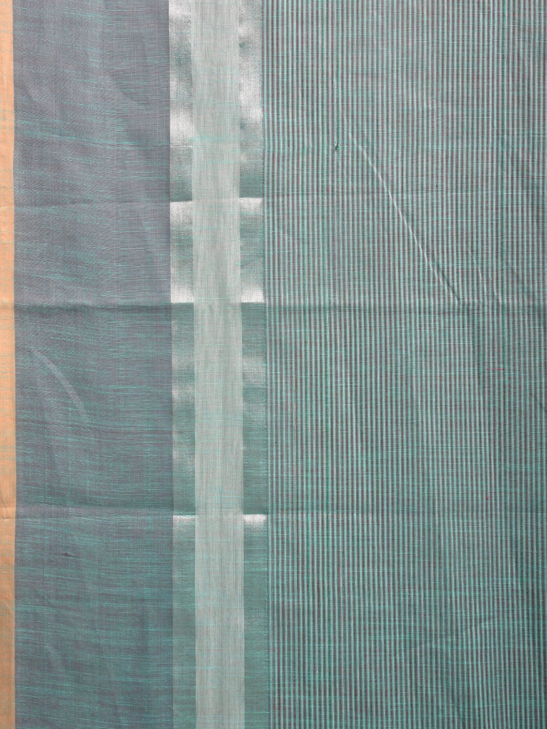 Turquoise Kanchipuram Cotton Saree with Strips Design k0597