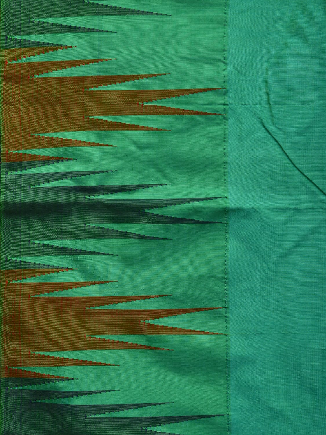 Turquoise Kanchipuram Silk Handloom Saree with Big Temple Border Design k0523