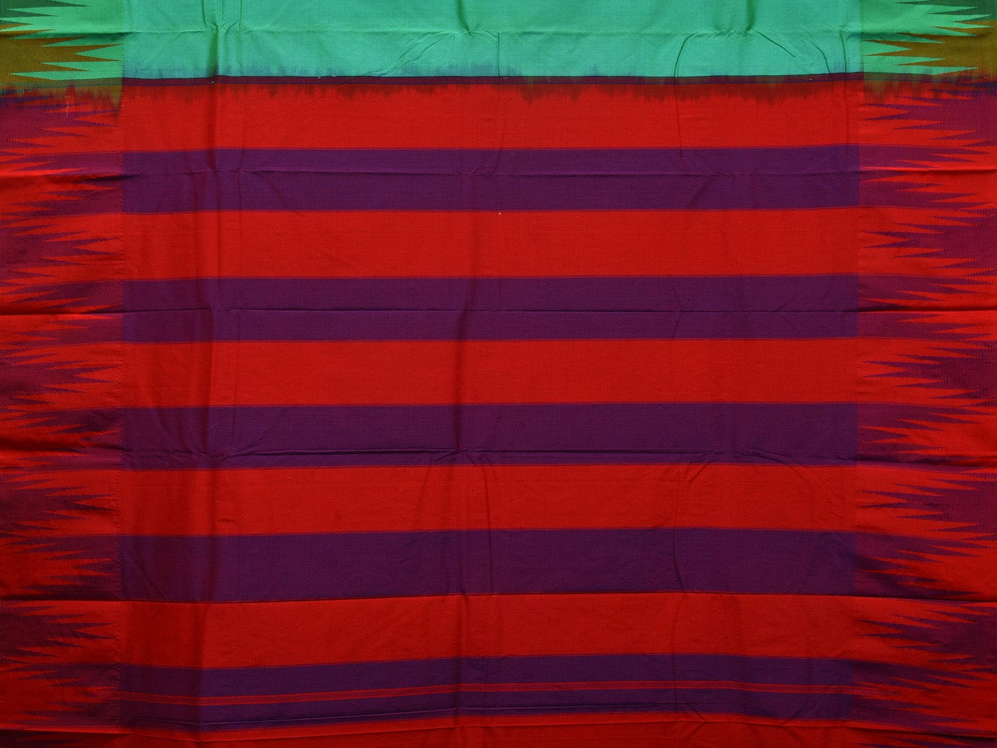 Turquoise Kanchipuram Silk Handloom Saree with Big Temple Border Design k0523