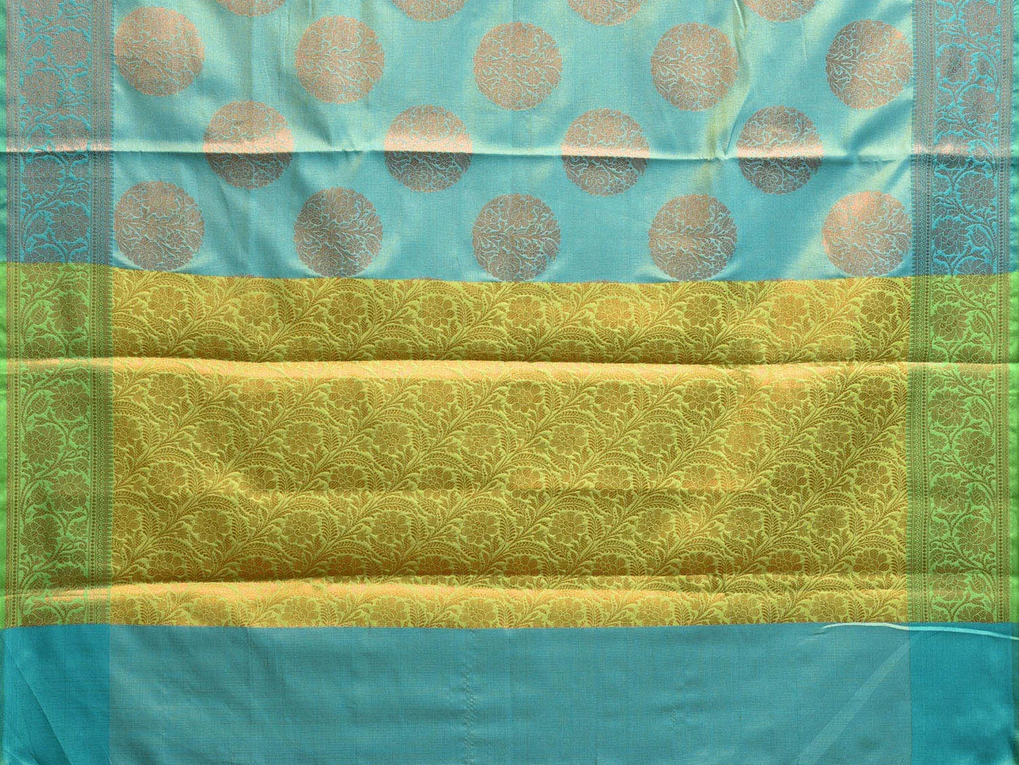 Turquoise Katan Silk Saree with Border and Body Butta Design b0149ds