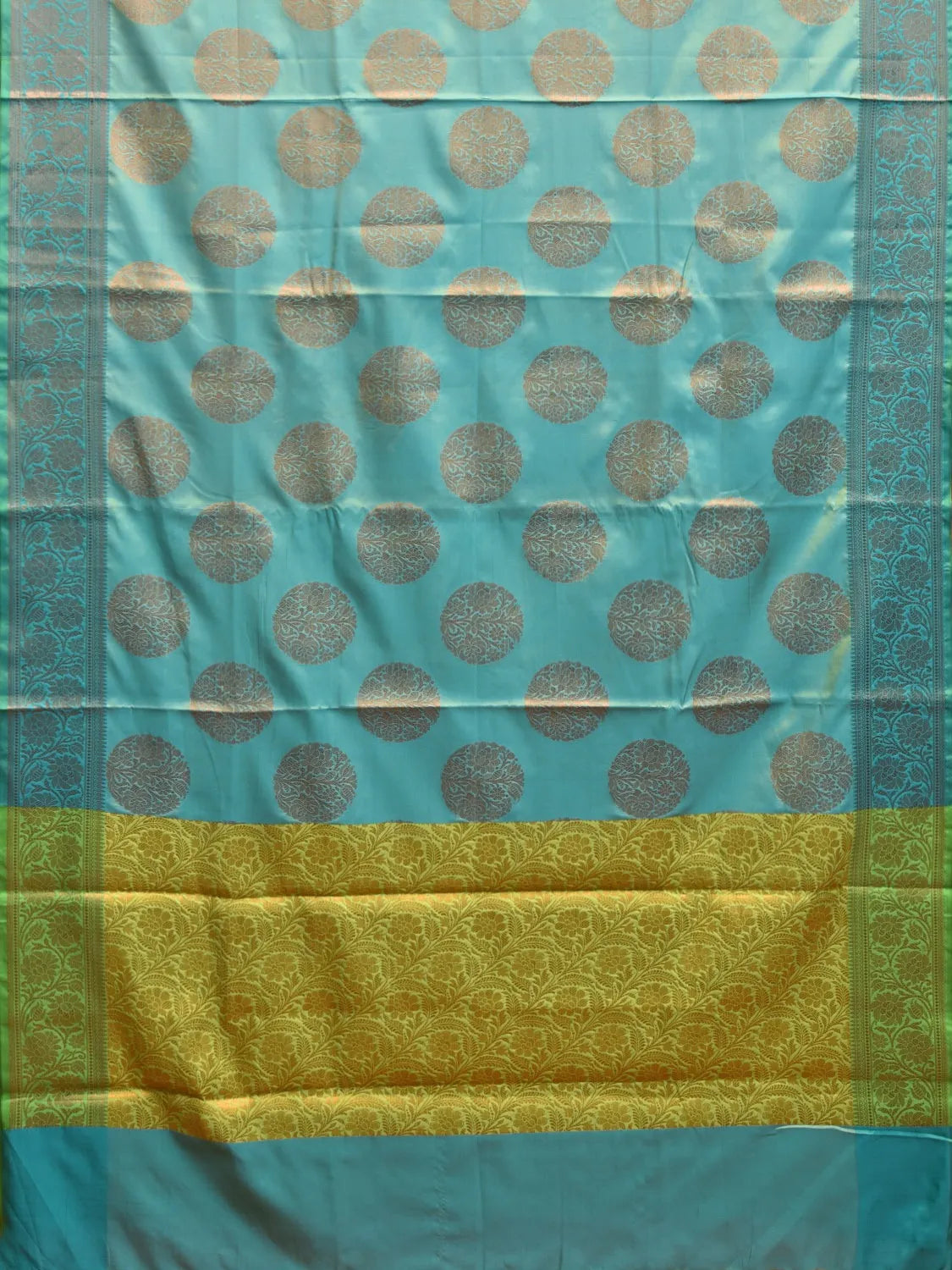 Turquoise Katan Silk Saree with Border and Body Butta Design b0149ds
