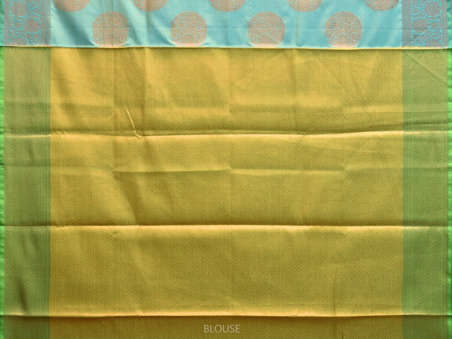 Turquoise Katan Silk Saree with Border and Body Butta Design b0149ds