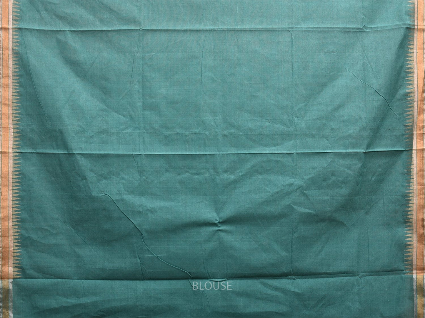 Turquoise Khadi Cotton Handloom Saree with Floral Pallu Design kh0691