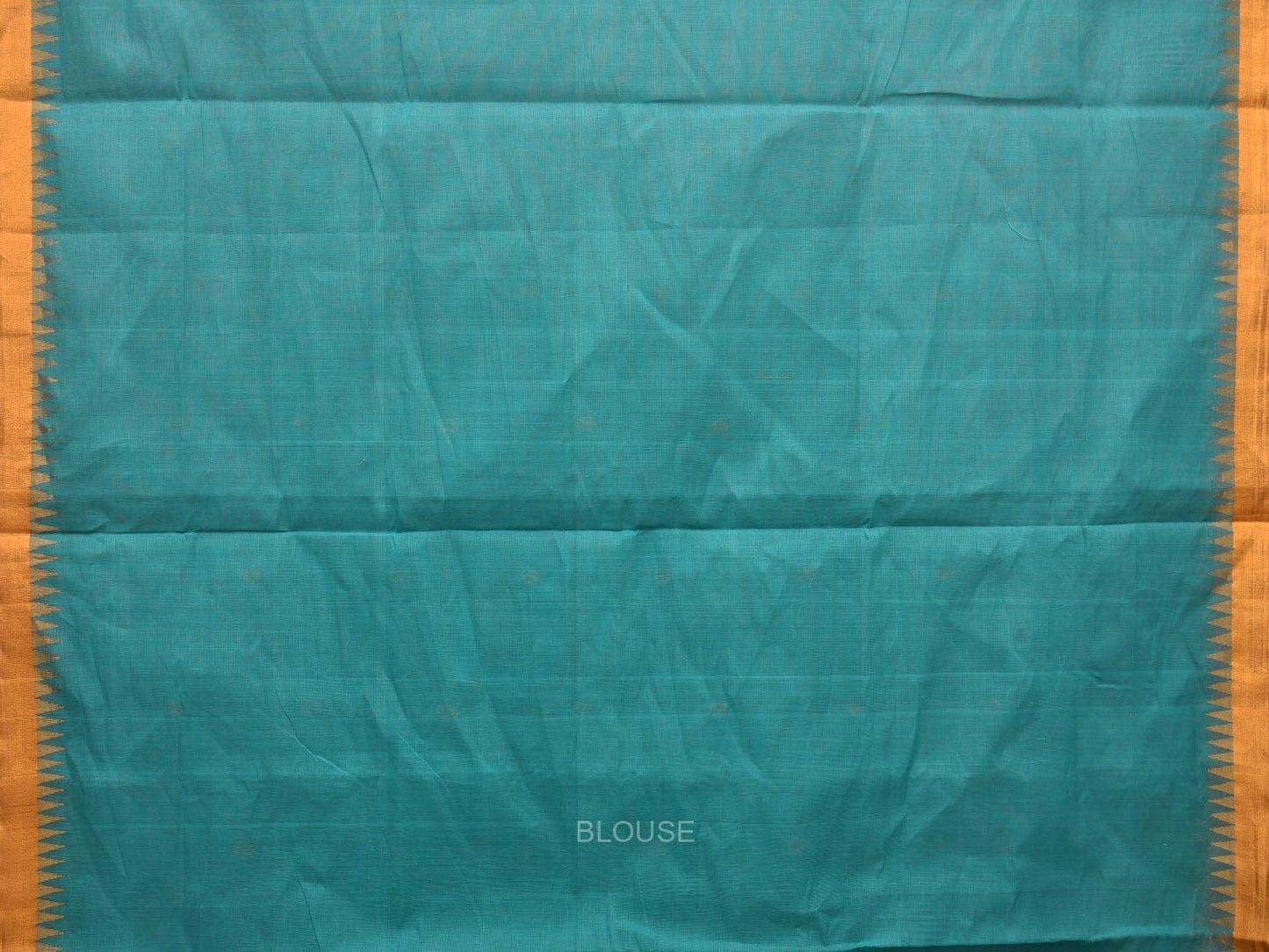 Turquoise Khadi Cotton Handloom Saree with Mango Pallu Design kh0598