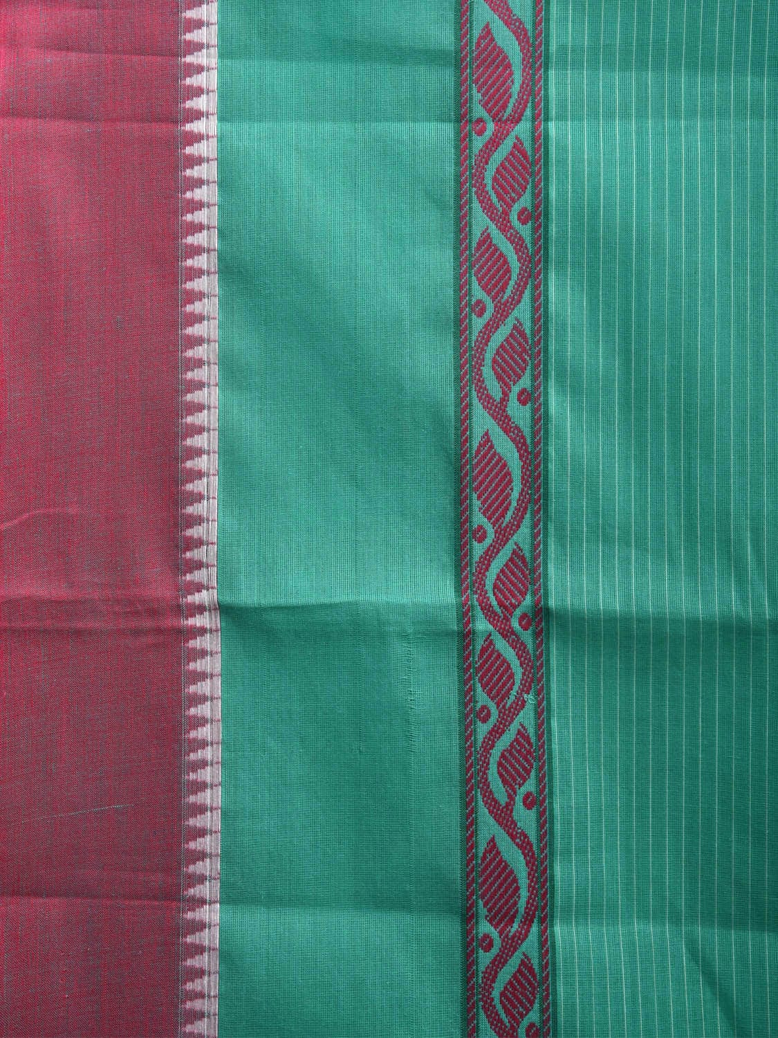 Turquoise Narayanpet Cotton Handloom Saree with Big Border Design No Blouse np0918