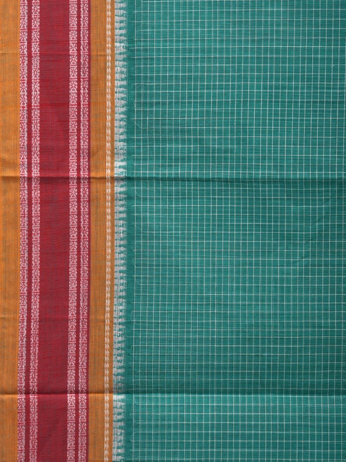 Turquoise Narayanpet Cotton Handloom Saree with Check Design No Blouse np0602