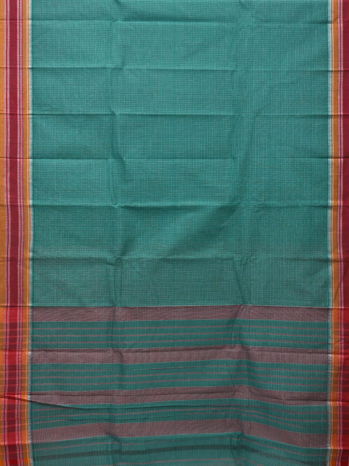 Turquoise Narayanpet Cotton Handloom Saree with Check Design No Blouse np0602