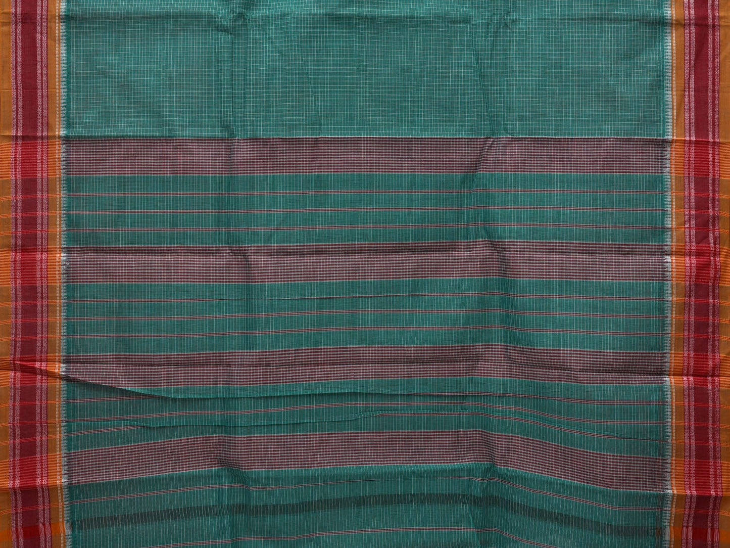 Turquoise Narayanpet Cotton Handloom Saree with Check Design No Blouse np0602