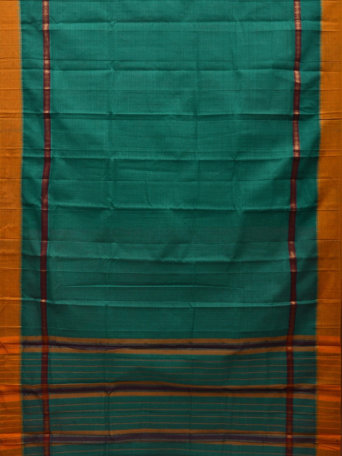 Turquoise Narayanpet Cotton Handloom Saree with Checks Design No Blouse np0562