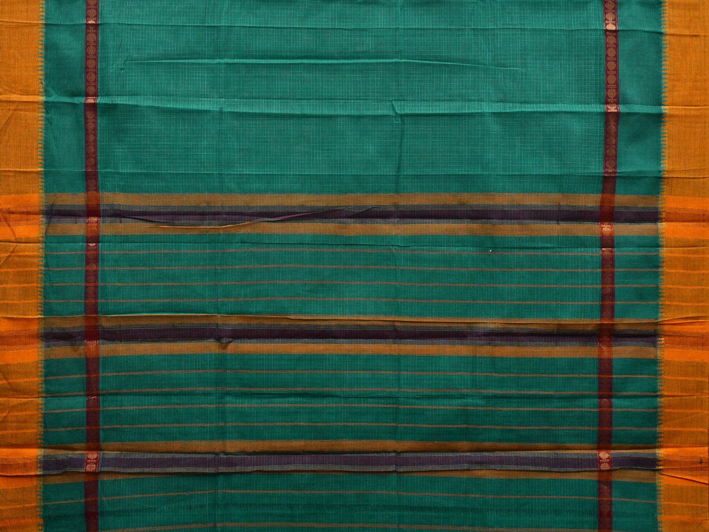 Turquoise Narayanpet Cotton Handloom Saree with Checks Design No Blouse np0562