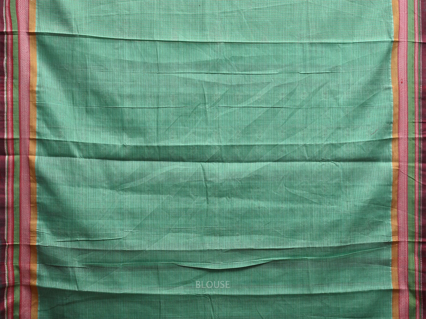 Turquoise Narayanpet Cotton Handloom Saree with Kasuti Work and Checks Design o0649