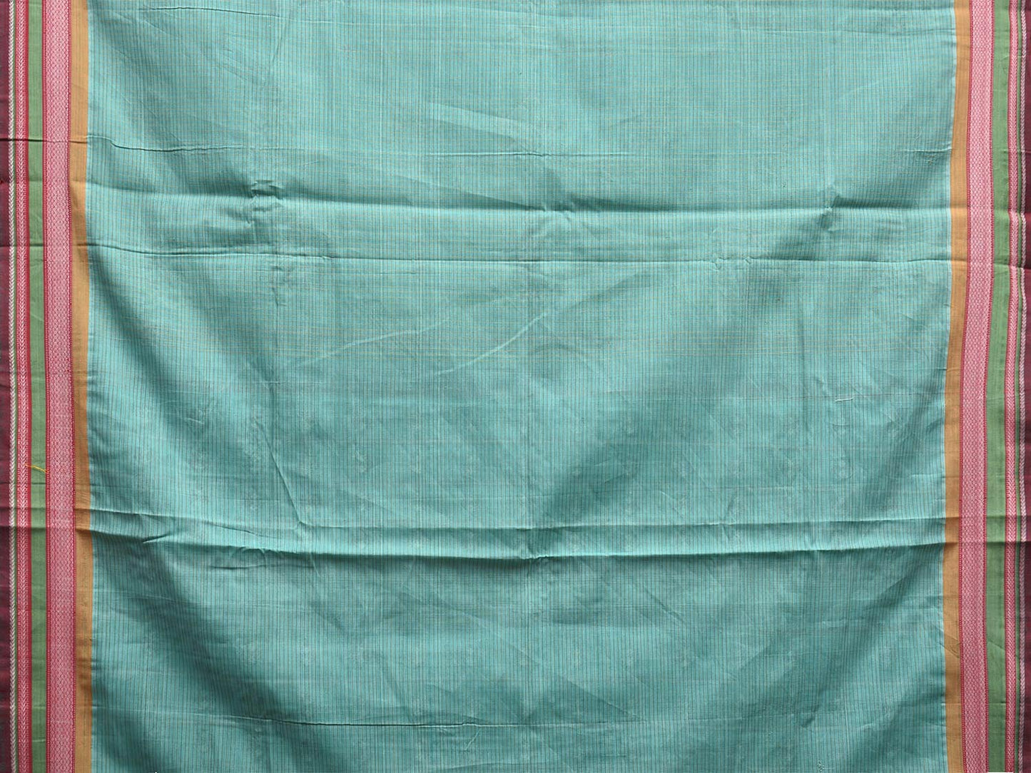 Turquoise Narayanpet Cotton Handloom Saree with Kasuti Work Design o0584