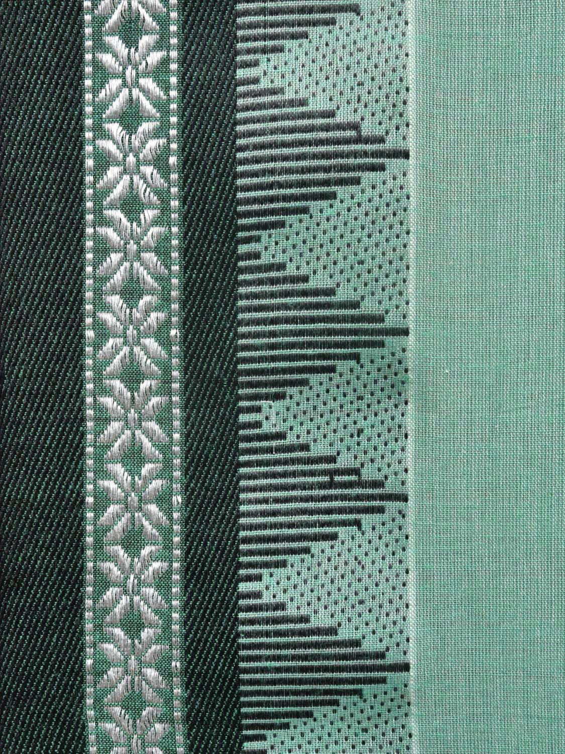 Turquoise Organic Cotton Saree with Temple Border Design o0438
