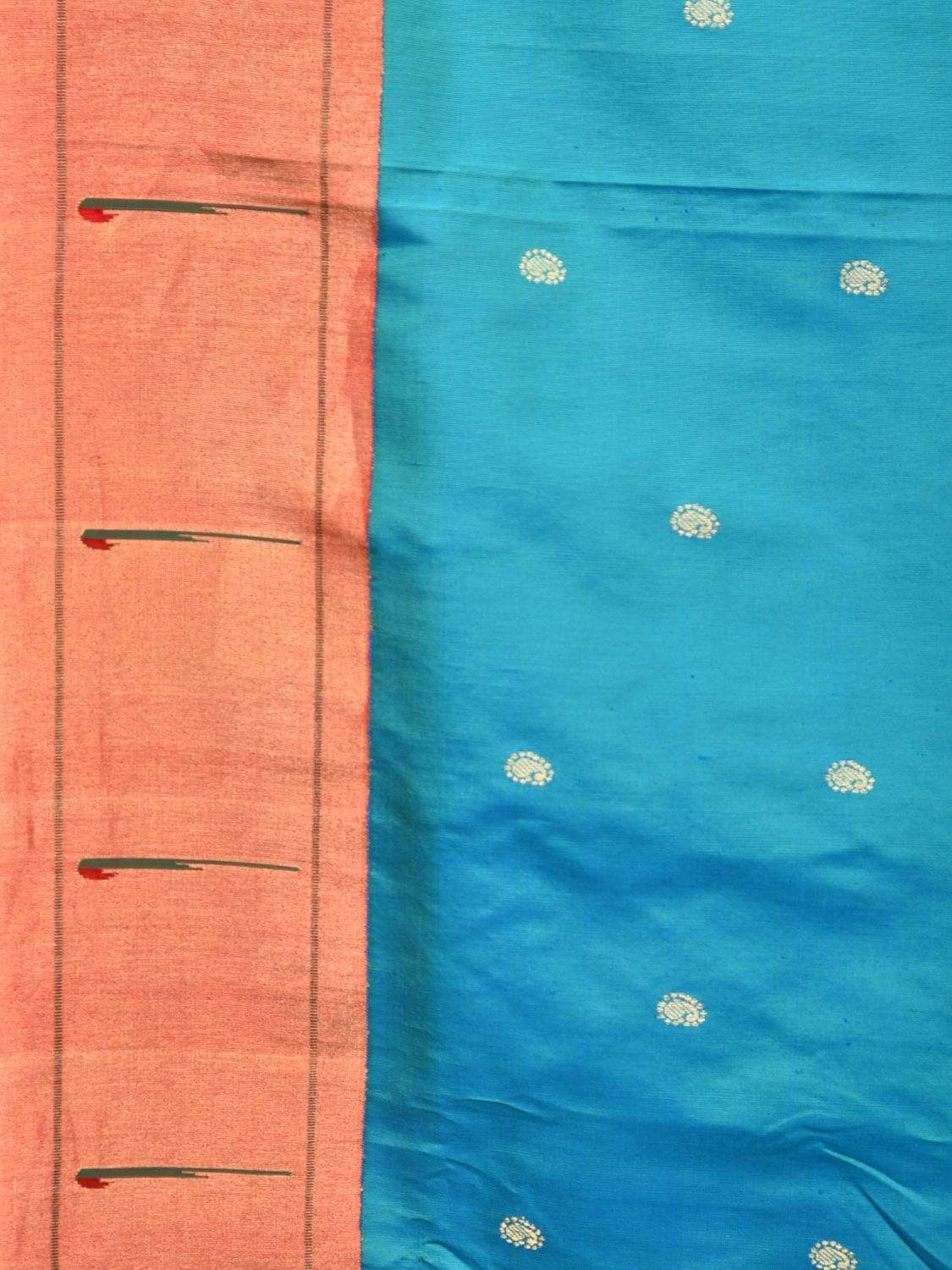 Turquoise Paithani Silk Handloom Saree with Muniya Border Design p0358