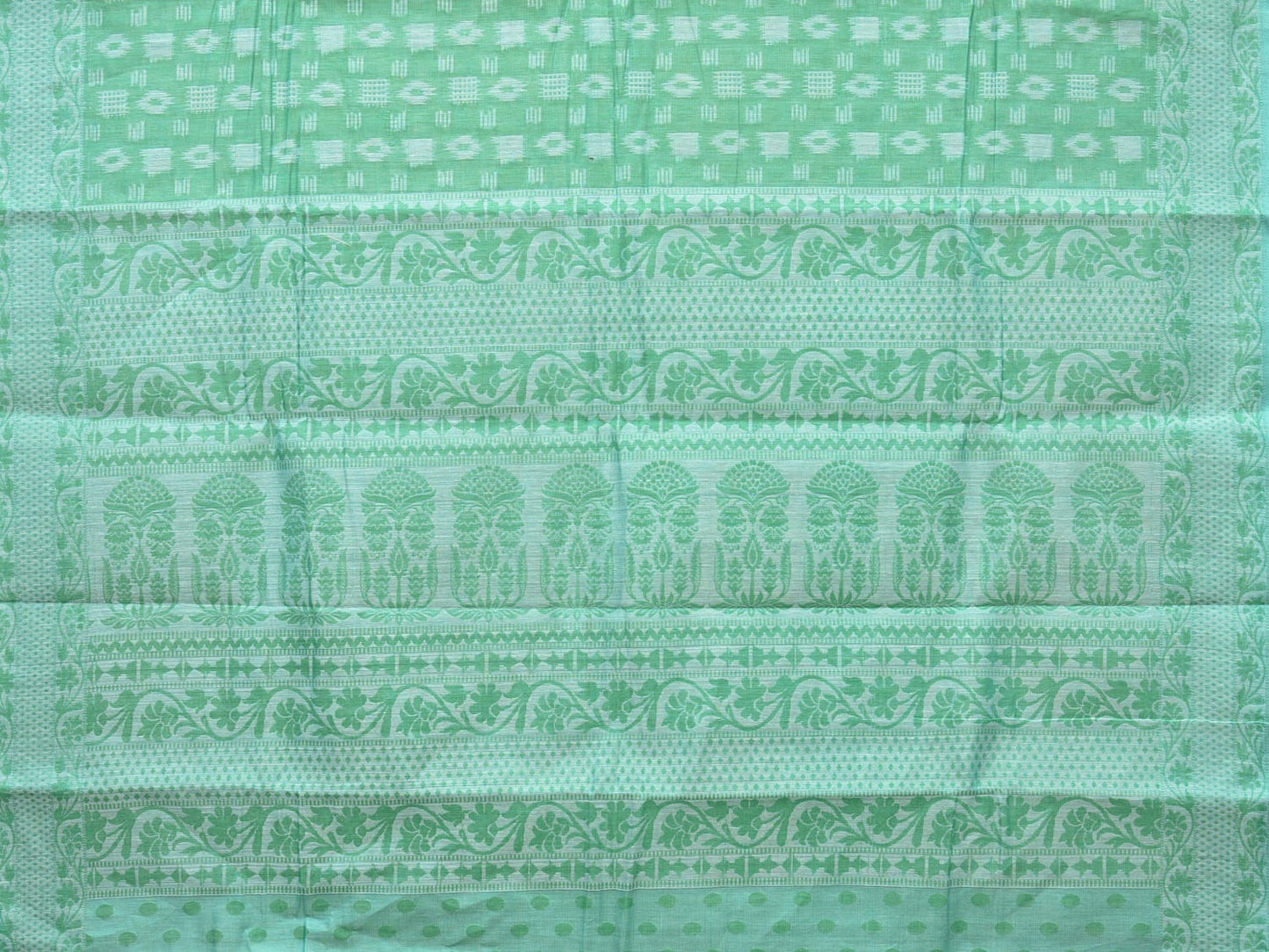 Turquoise Special Cotton 80s Double Cloth with Buta and Border Design o0398