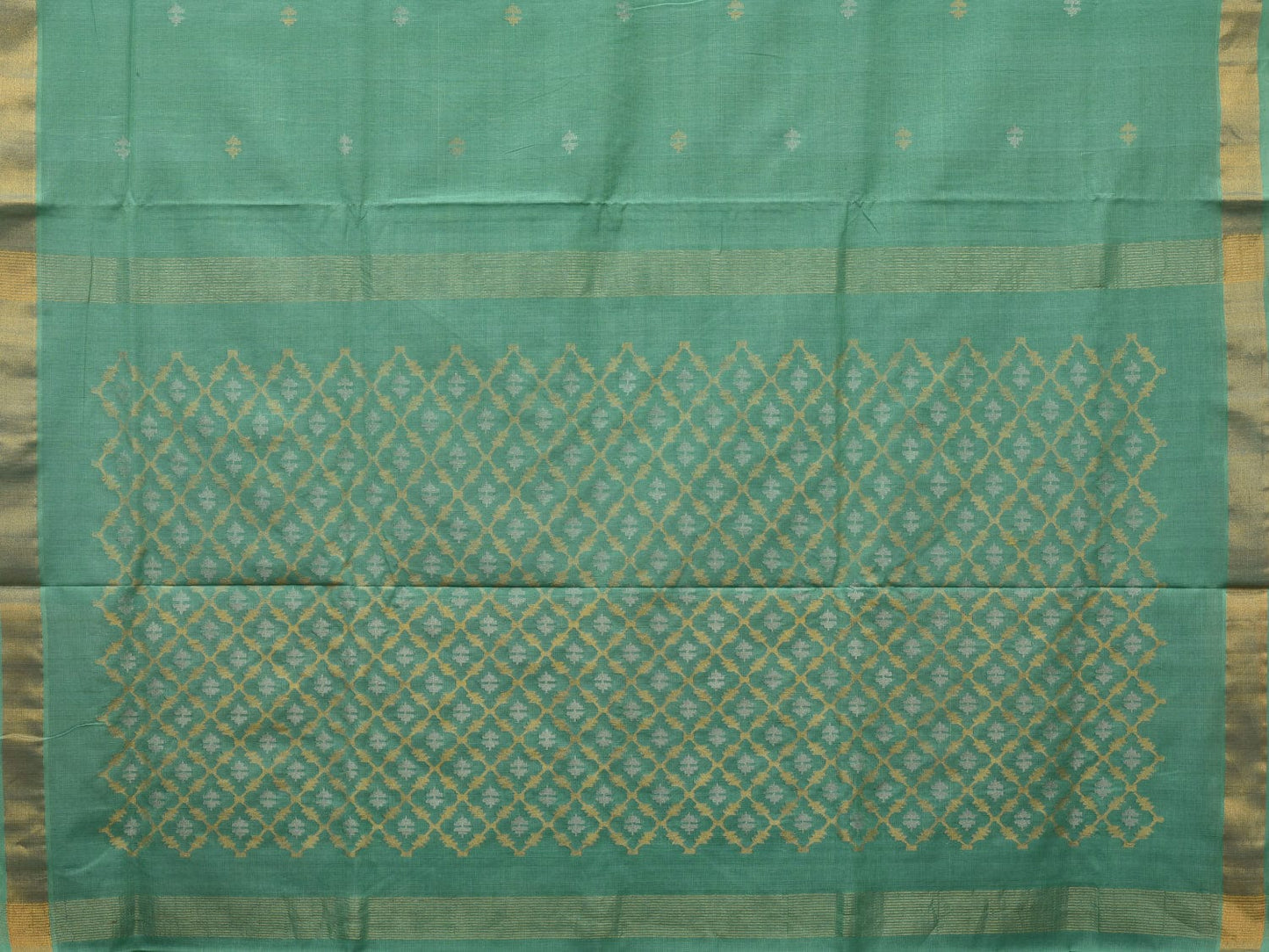 Turquoise Uppada Cotton Handloom Saree with Jamdani Pallu Design u1932