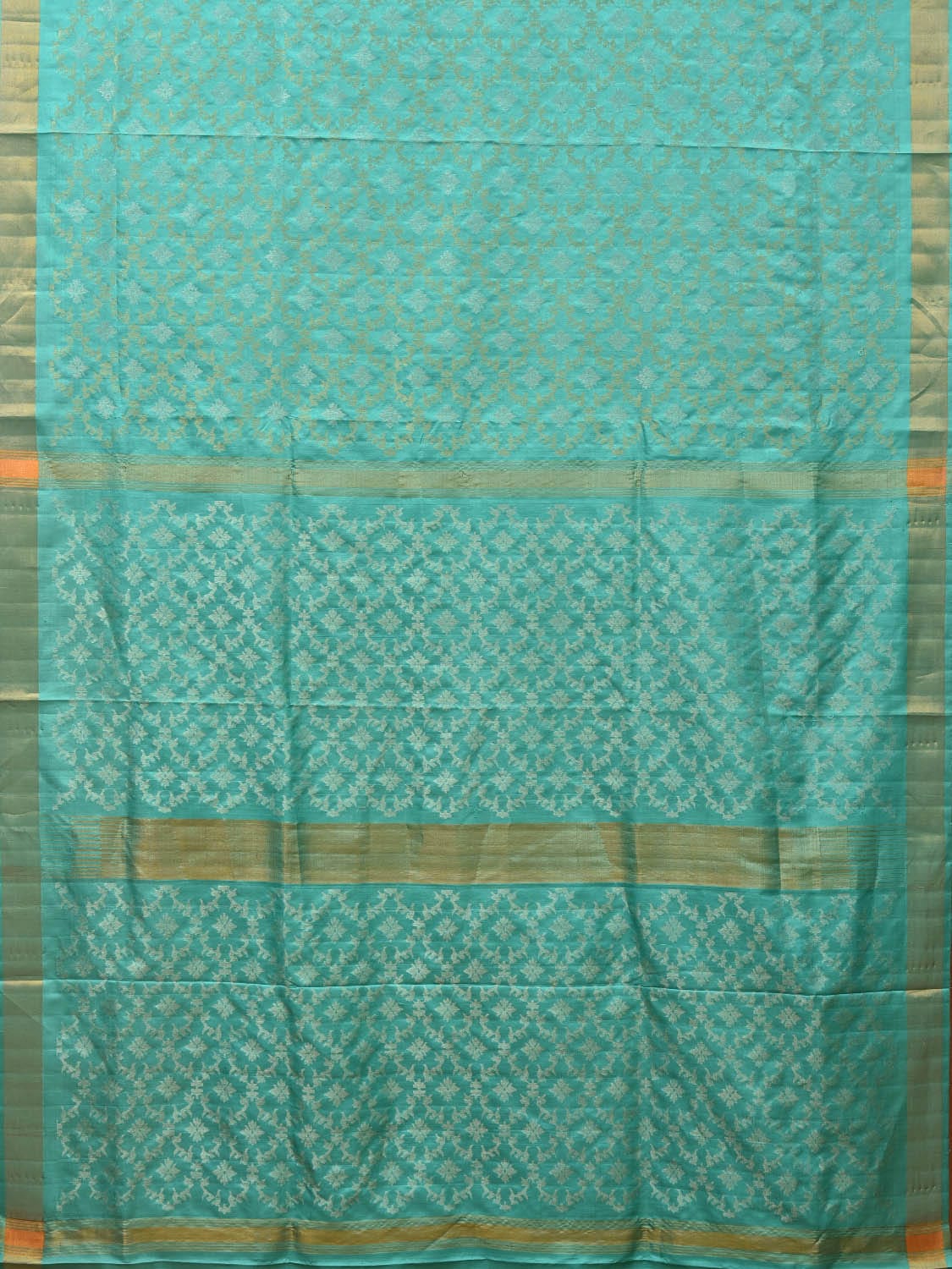 Turquoise Uppada Silk Handloom Saree with All Over Grill Design u1993