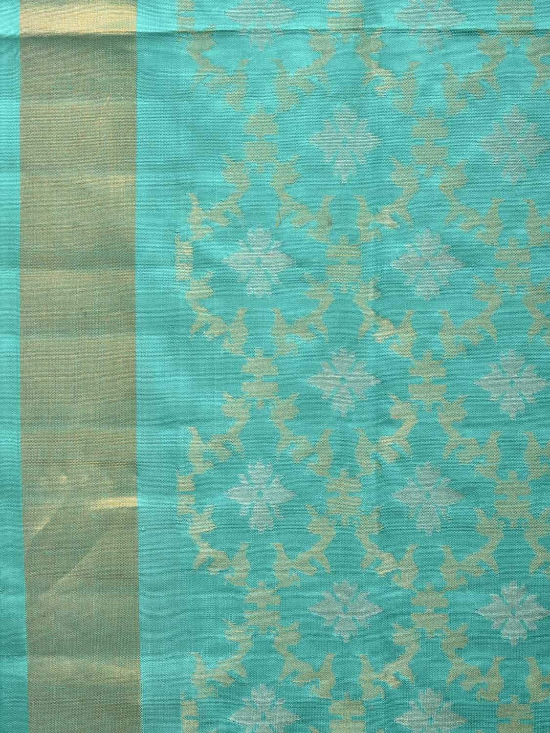 Turquoise Uppada Silk Handloom Saree with All Over Grill Design u1993