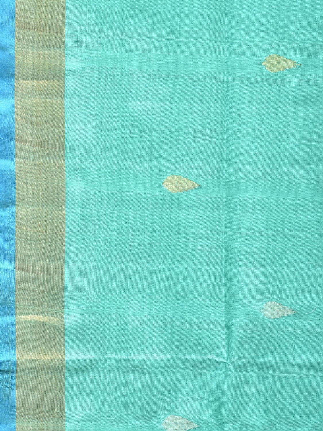 Turquoise Uppada Silk Handloom Saree with Birds and Grill Pallu Design u2059