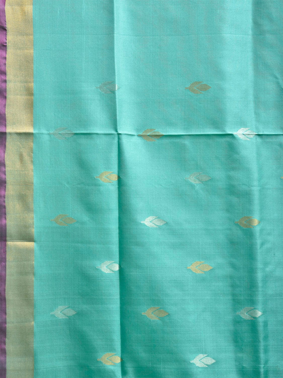 Turquoise Uppada Silk Handloom Saree with Floral and Birds Pallu Design u2344