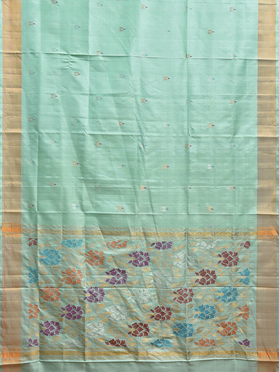 Turquoise Uppada Silk Handloom Saree with Floral Pallu Design u2332