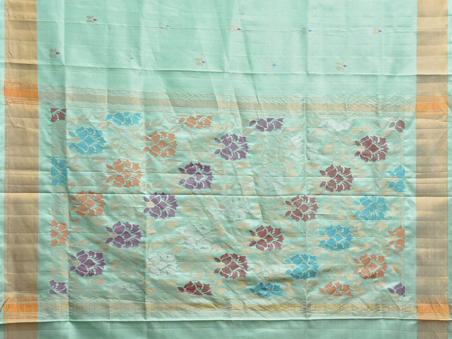 Turquoise Uppada Silk Handloom Saree with Floral Pallu Design u2332