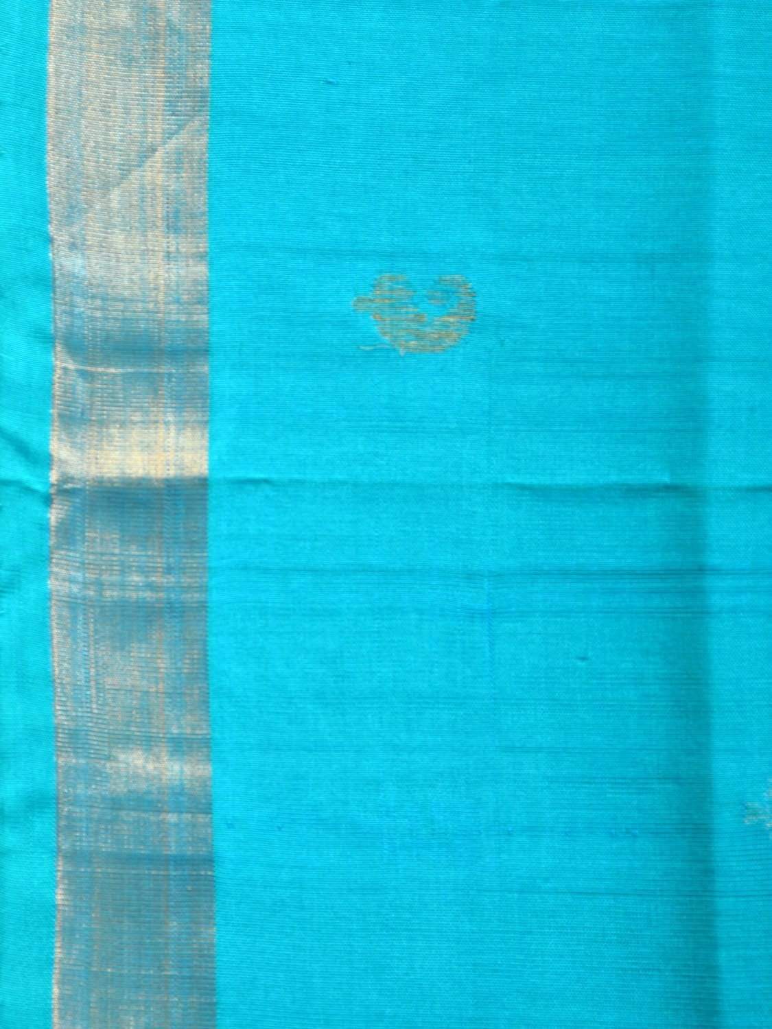 Turquoise Uppada Silk Handloom Saree with Grill Pallu Design u1737
