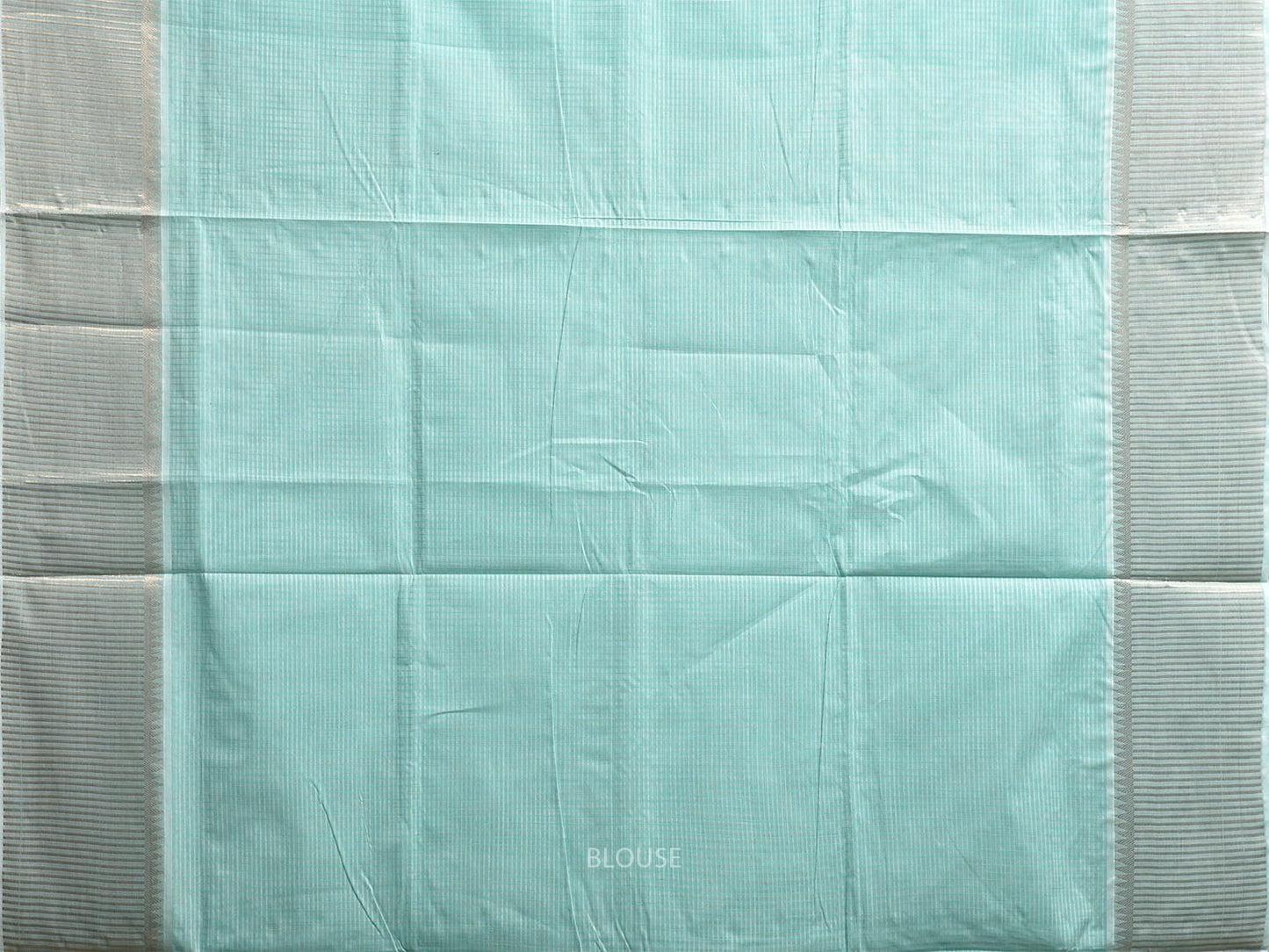 Turquoise Venkatagiri Cotton Saree with Strips and Mango Pallu Design v0127