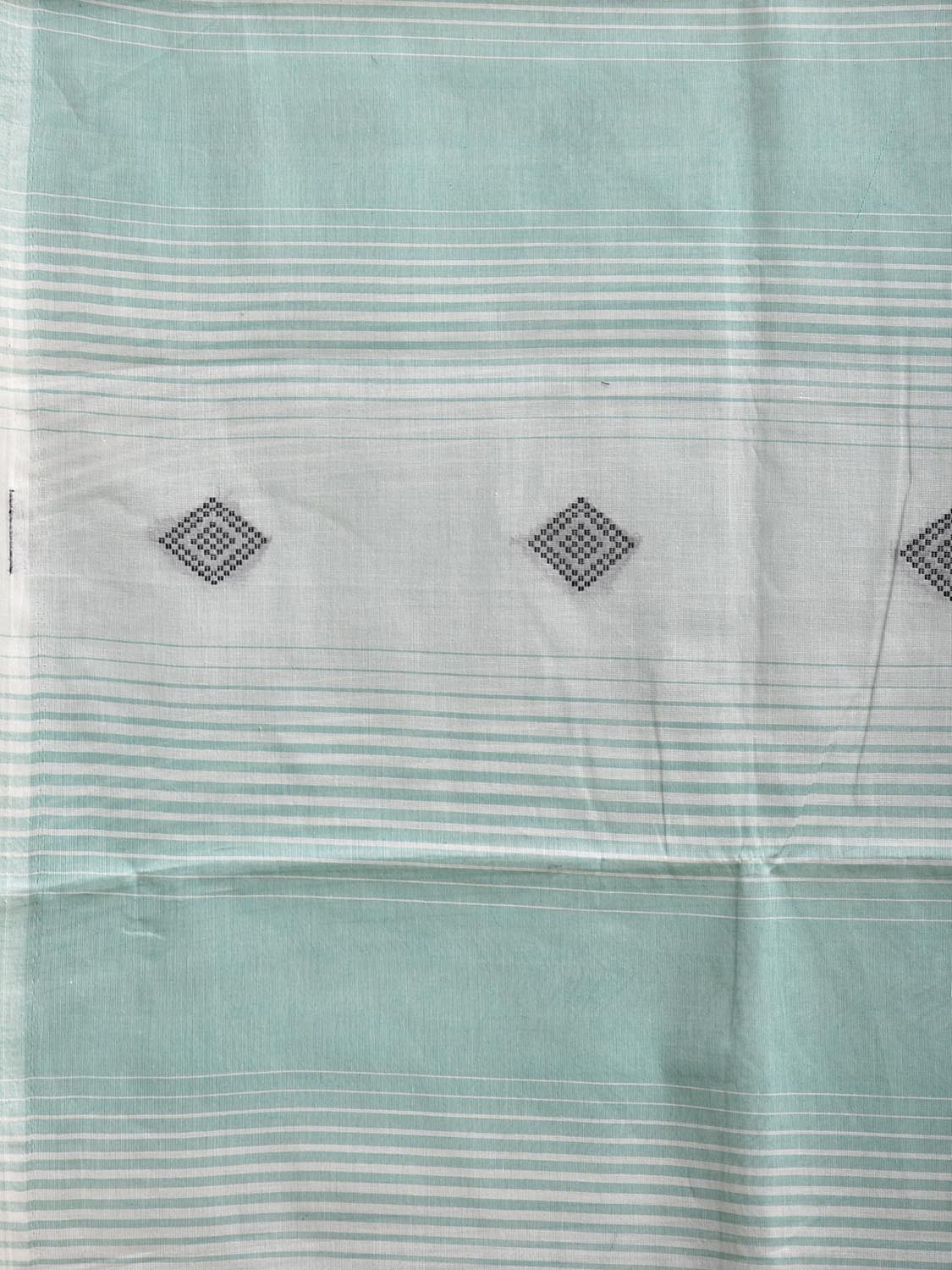 Turquoise Venkatagiri Cotton Saree with Strips Buta and Pallu Design v0143