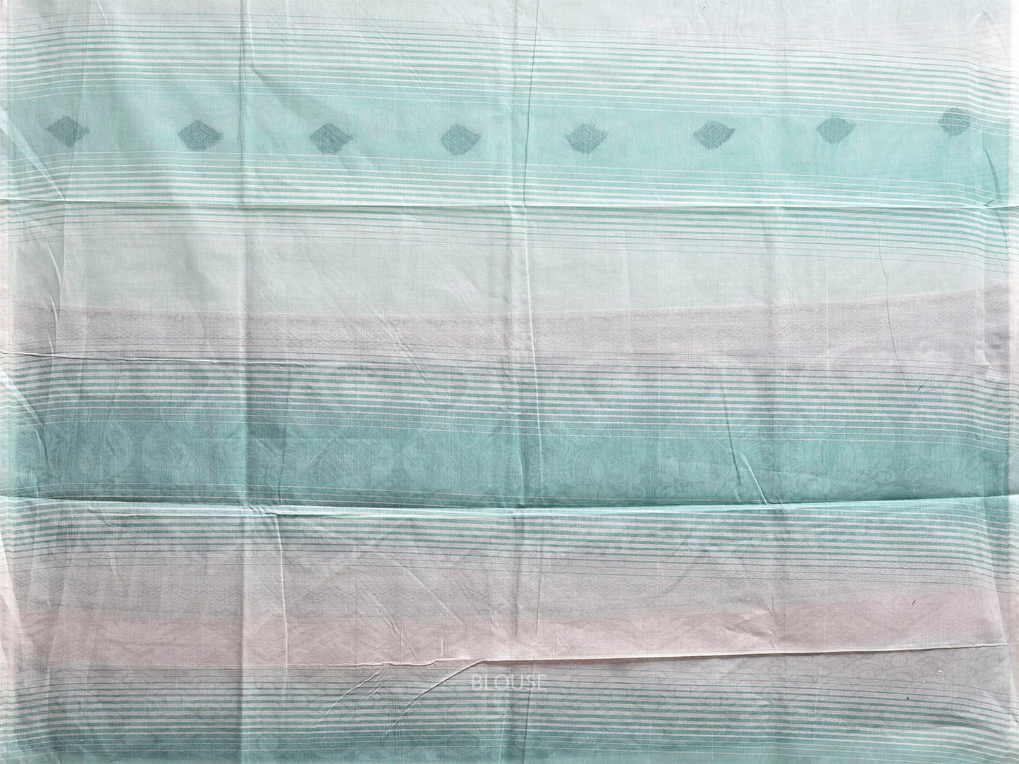 Turquoise Venkatagiri Cotton Saree with Strips Buta and Pallu Design v0143