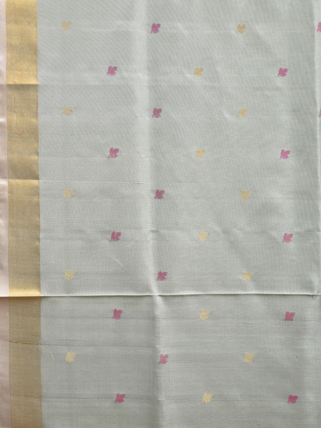 Sea Green and Cream Uppada Silk Handloom Saree with Floral Pallu Design u2272