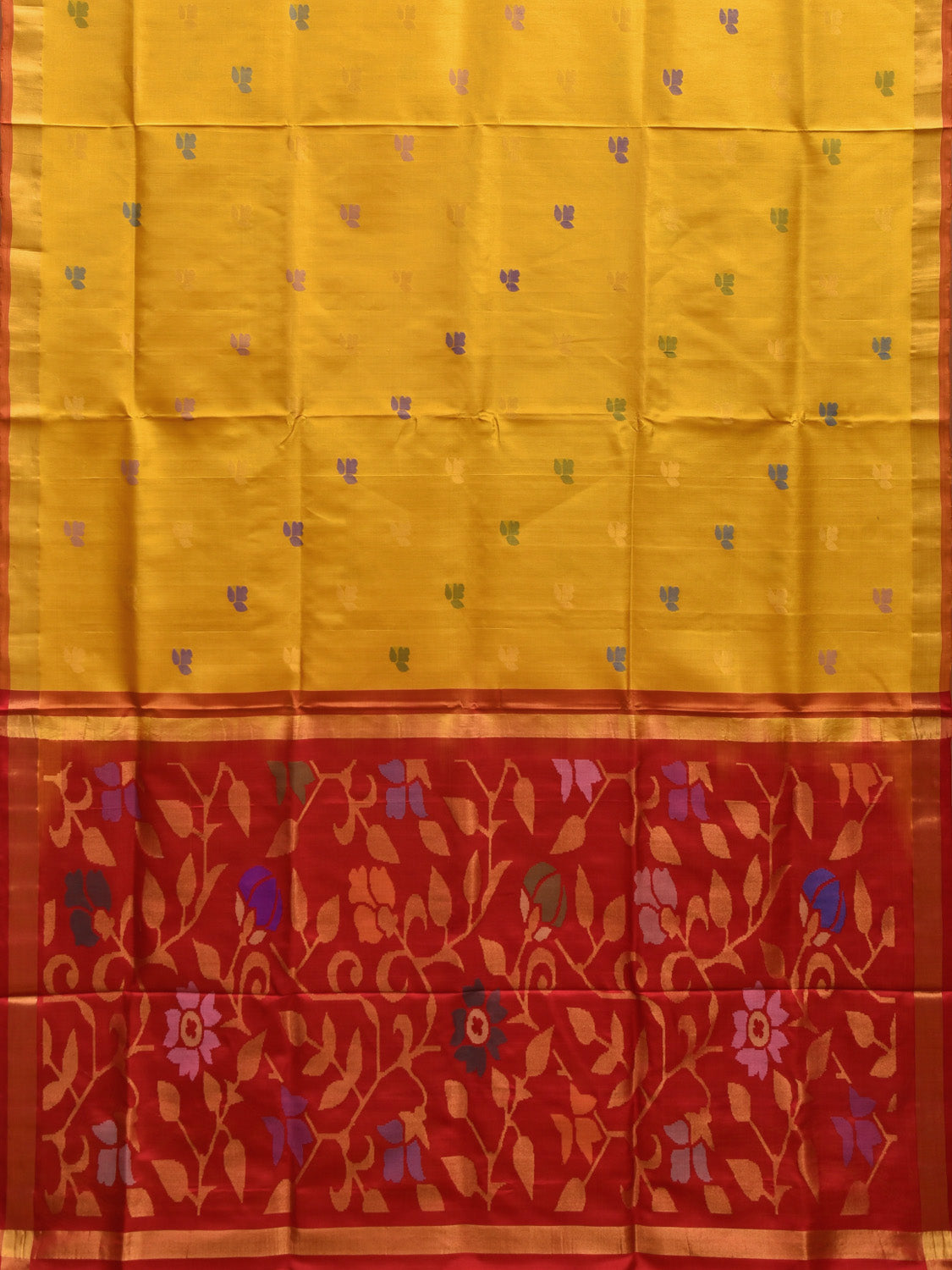 Yellow and Red Uppada Silk Handloom Saree with Floral Pallu Design u2273