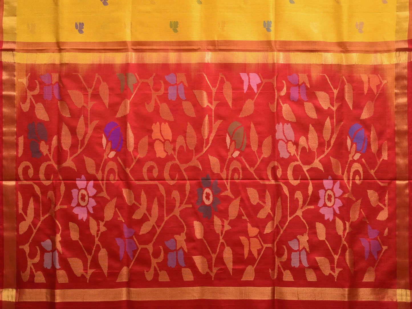 Yellow and Red Uppada Silk Handloom Saree with Floral Pallu Design u2273