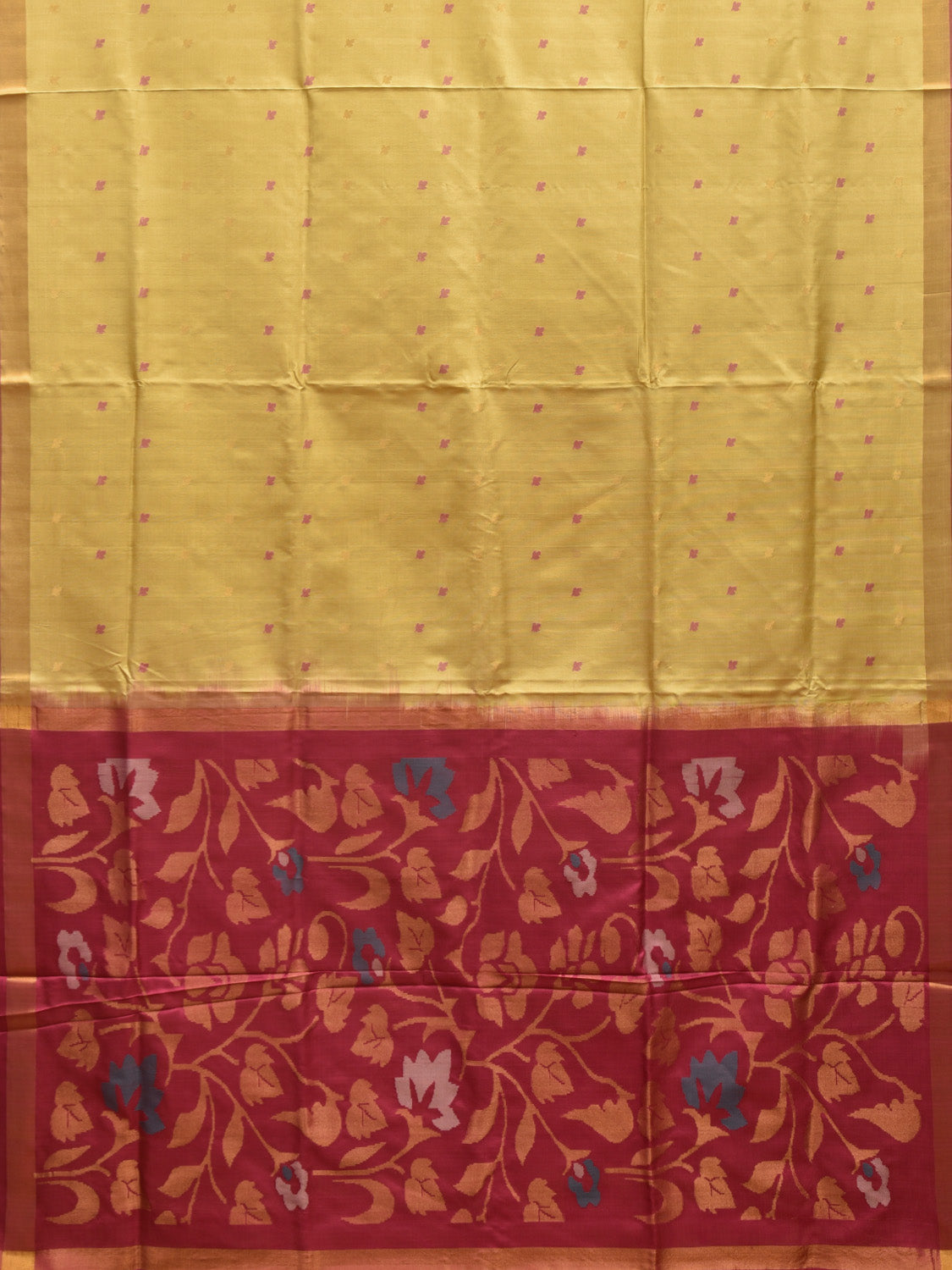 Light Yellow and Maroon Uppada Silk Handloom Saree with Floral Pallu Design u2276