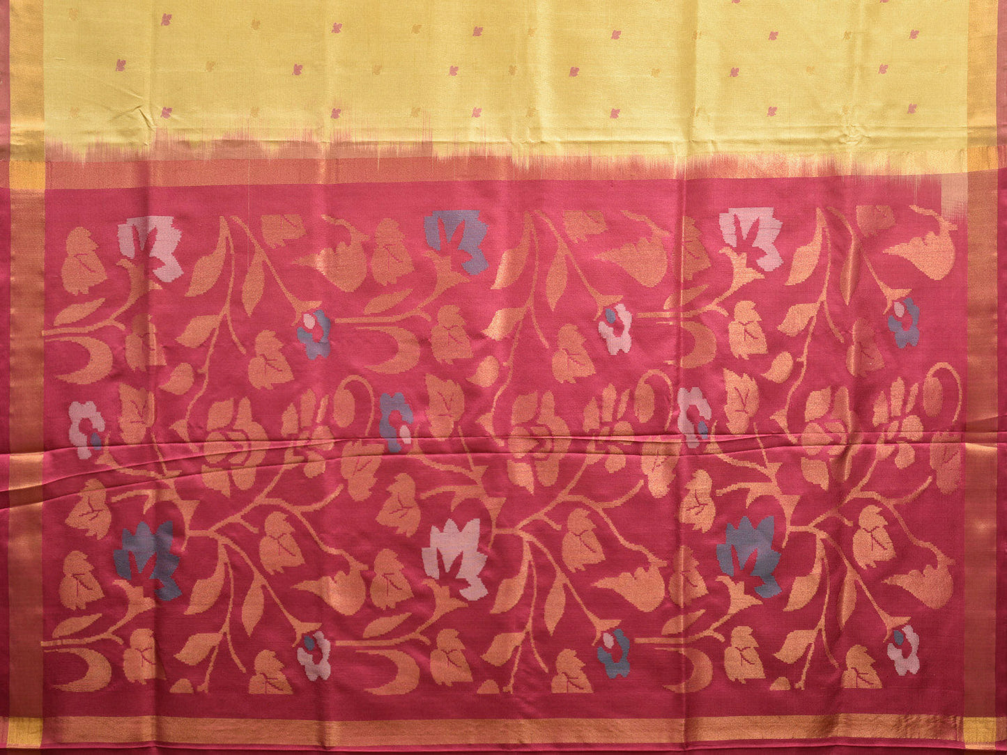 Light Yellow and Maroon Uppada Silk Handloom Saree with Floral Pallu Design u2276