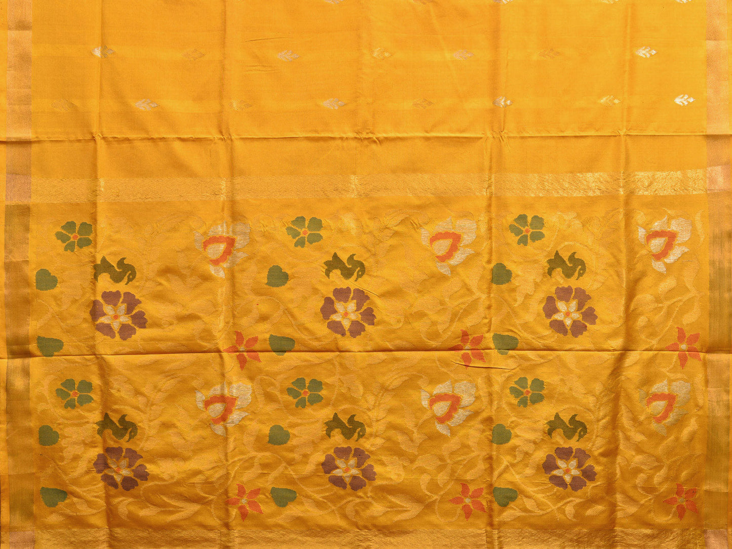 Yellow Uppada Silk Handloom Saree with Floral Pallu Design u2280